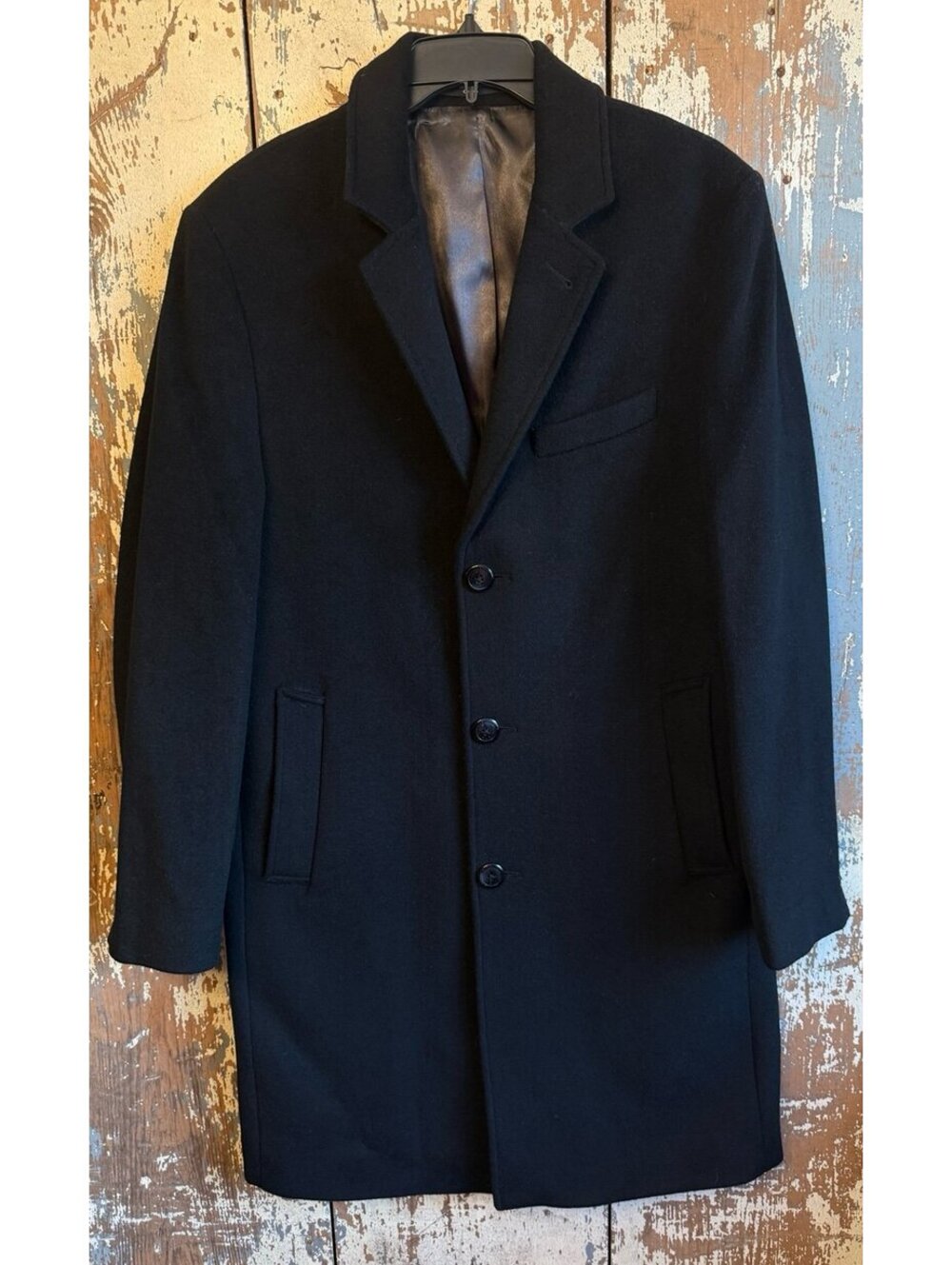 LONDON FOG Wool blend Single Breasted Top Coat, Mens size 36R